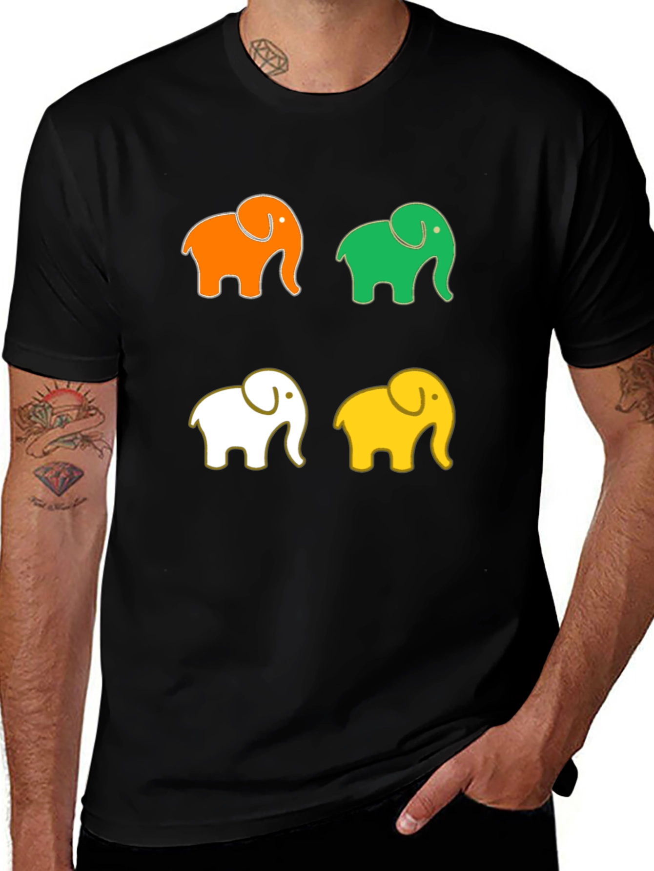 Variant 18 of Elephant Print Black T-Shirt