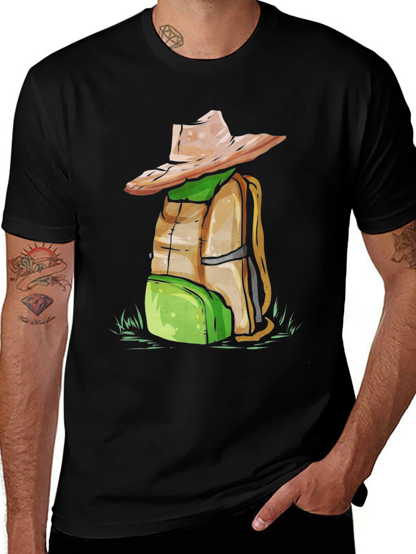 Variant 6 of Backpack & Hat Graphic T-Shirt - Adventure Ready!