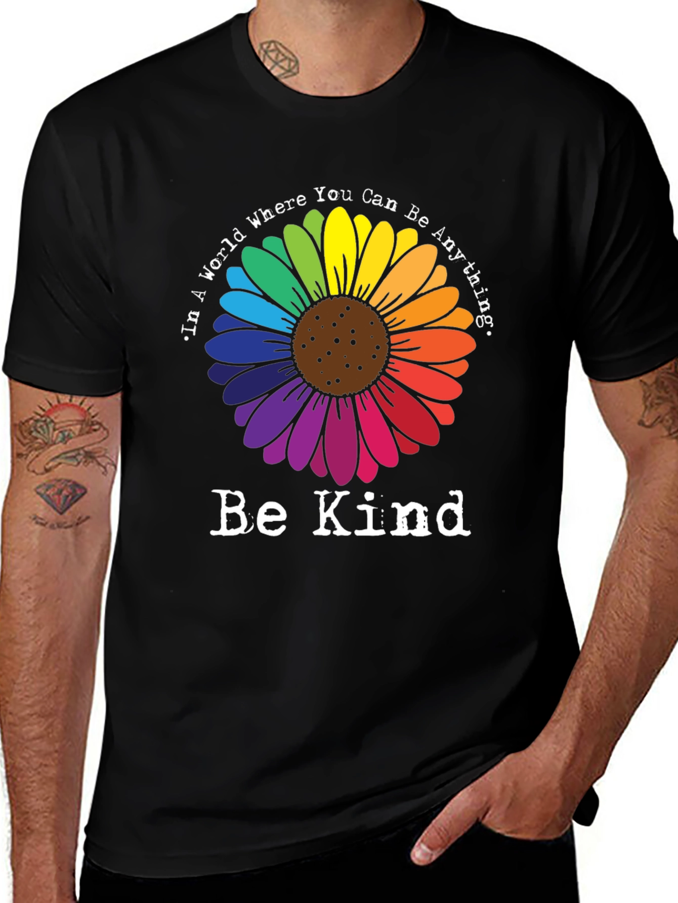 Variant 20 of Be Kind Rainbow Sunflower Graphic Tee