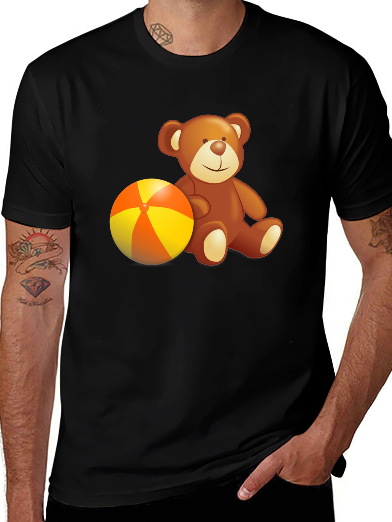 Variant 24 of Teddy Bear & Beach Ball Graphic Tee - Soft Cotton Comfort