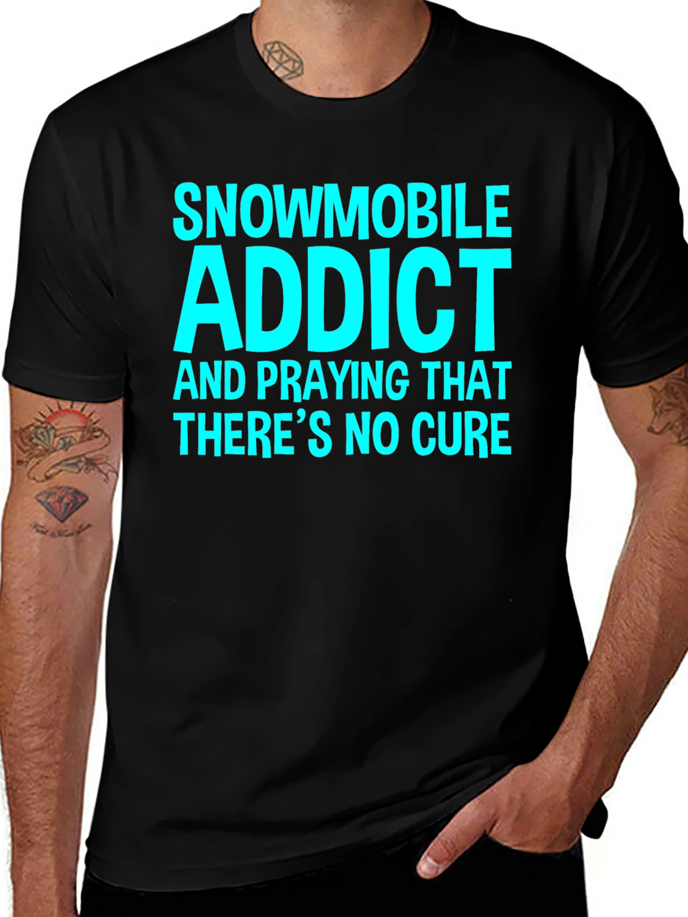Variant 23 of Snowmobile Addict Graphic Tee - Black