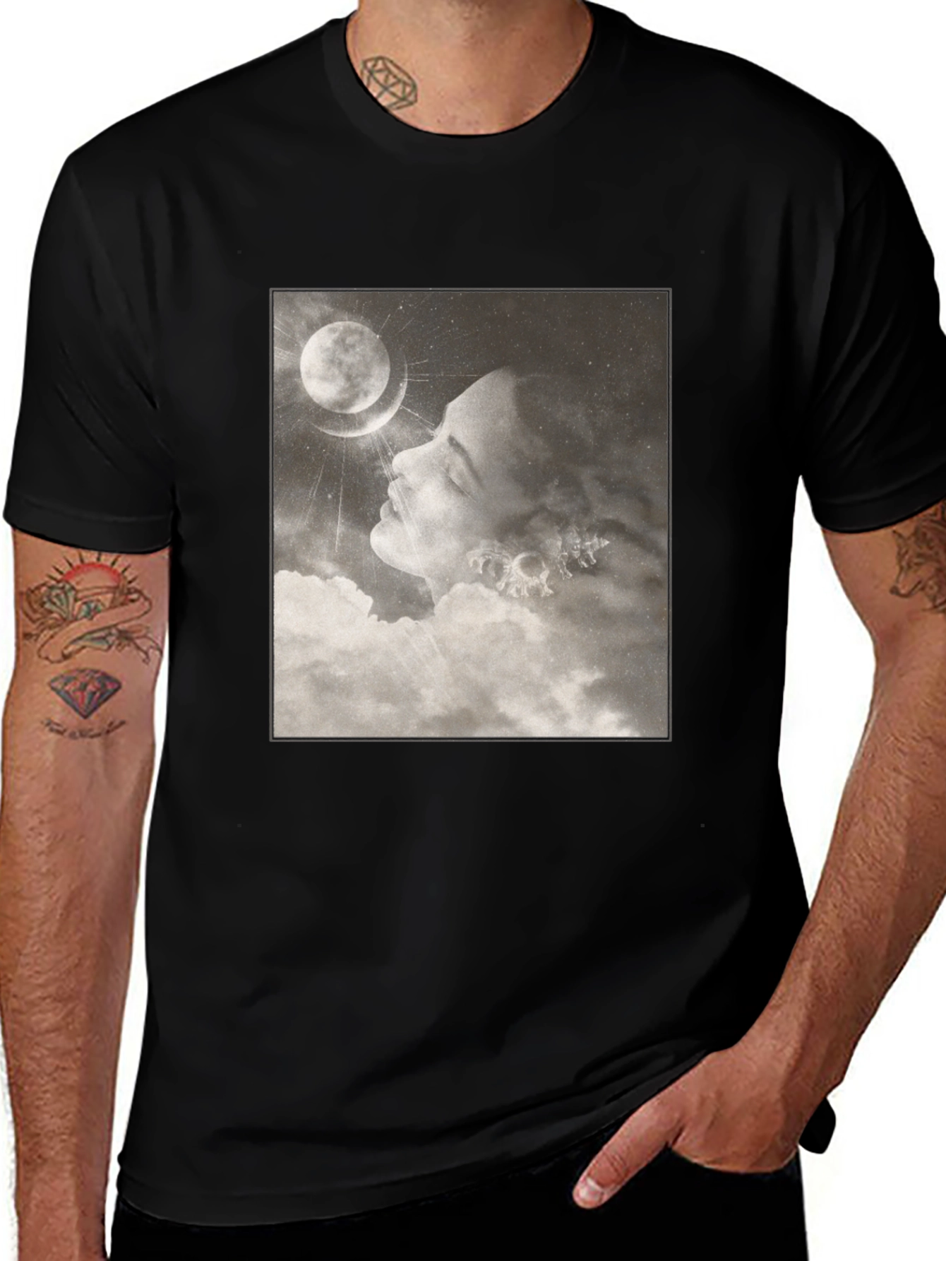 Variant 2 of Moonlit Dream T-Shirt - Black Graphic Tee
