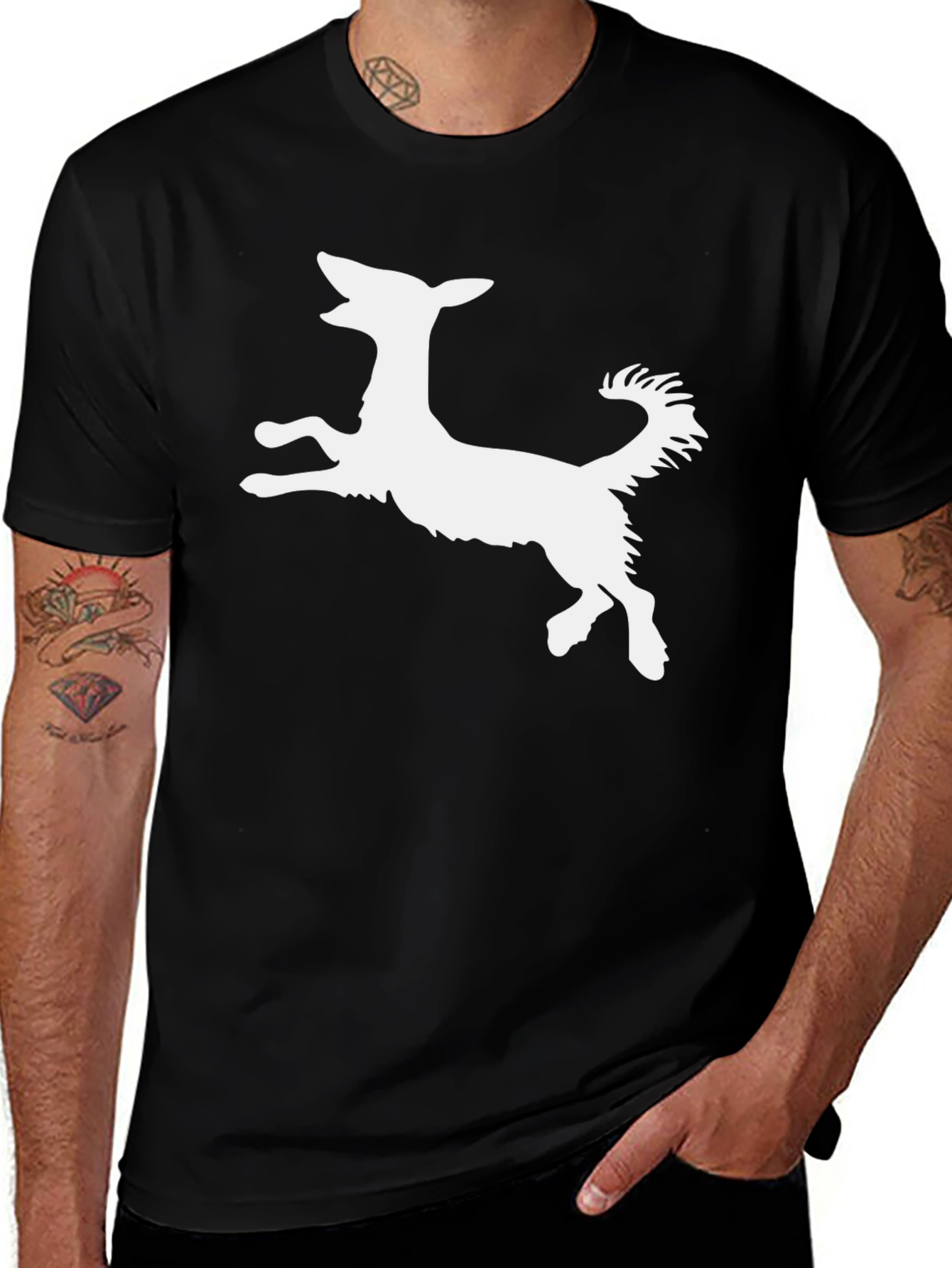Variant 4 of Dog Silhouette Black T-Shirt