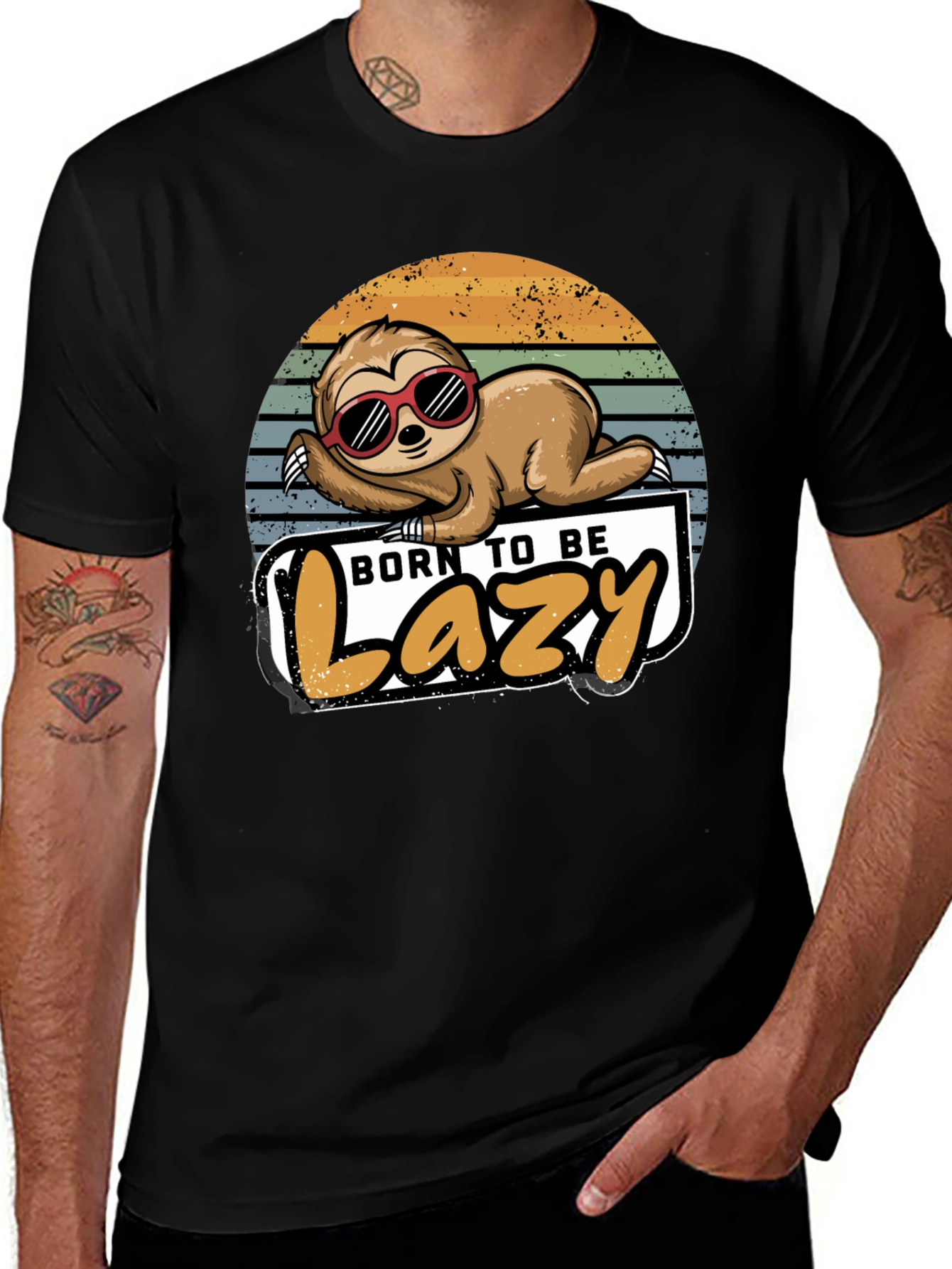 Variant 11 of Born to Be Lazy Sloth Graphic T-Shirt
