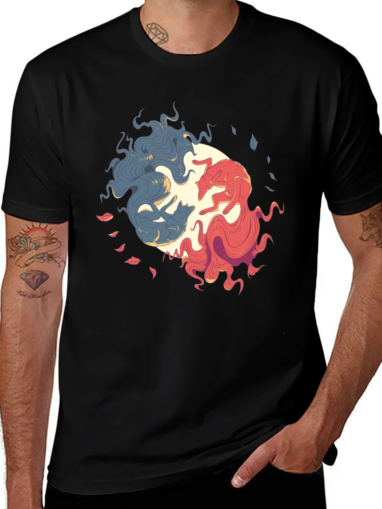 Yin Yang Wolves Graphic Tee - Balance & Style