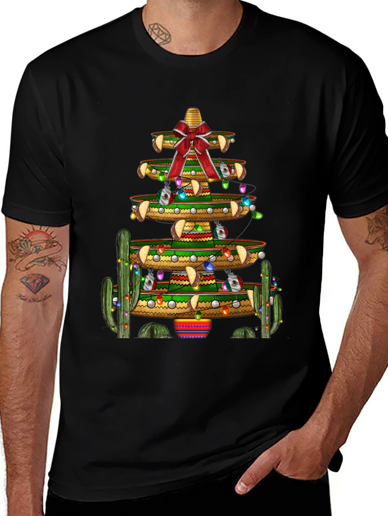 Festive Fiesta T-Shirt - Sombrero Christmas Tree