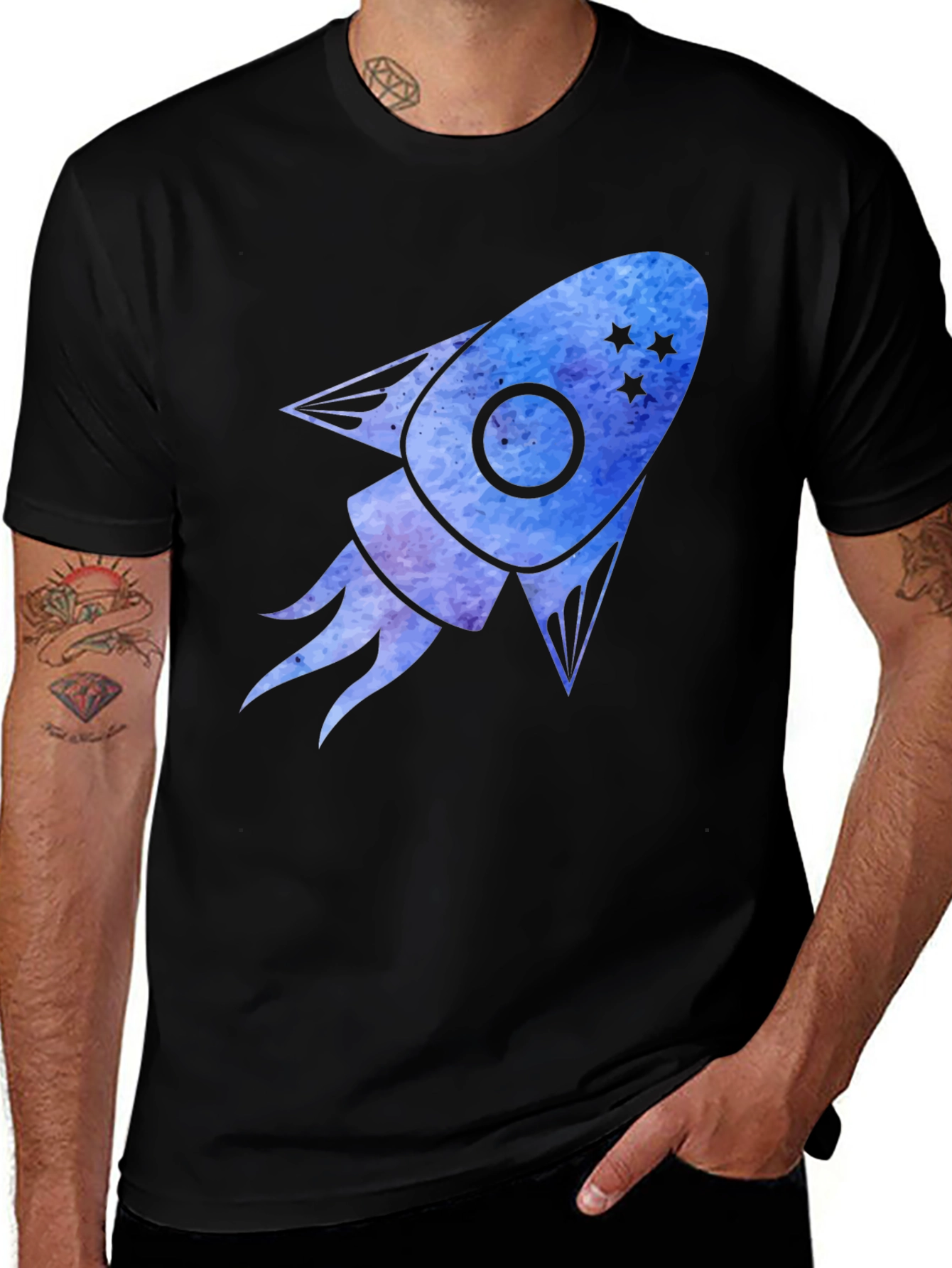 Variant 25 of Cosmic Rocket Graphic Black Tee