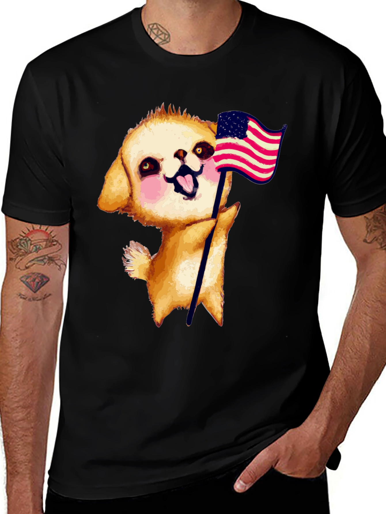 Variant 15 of Puppy American Flag Graphic Tee