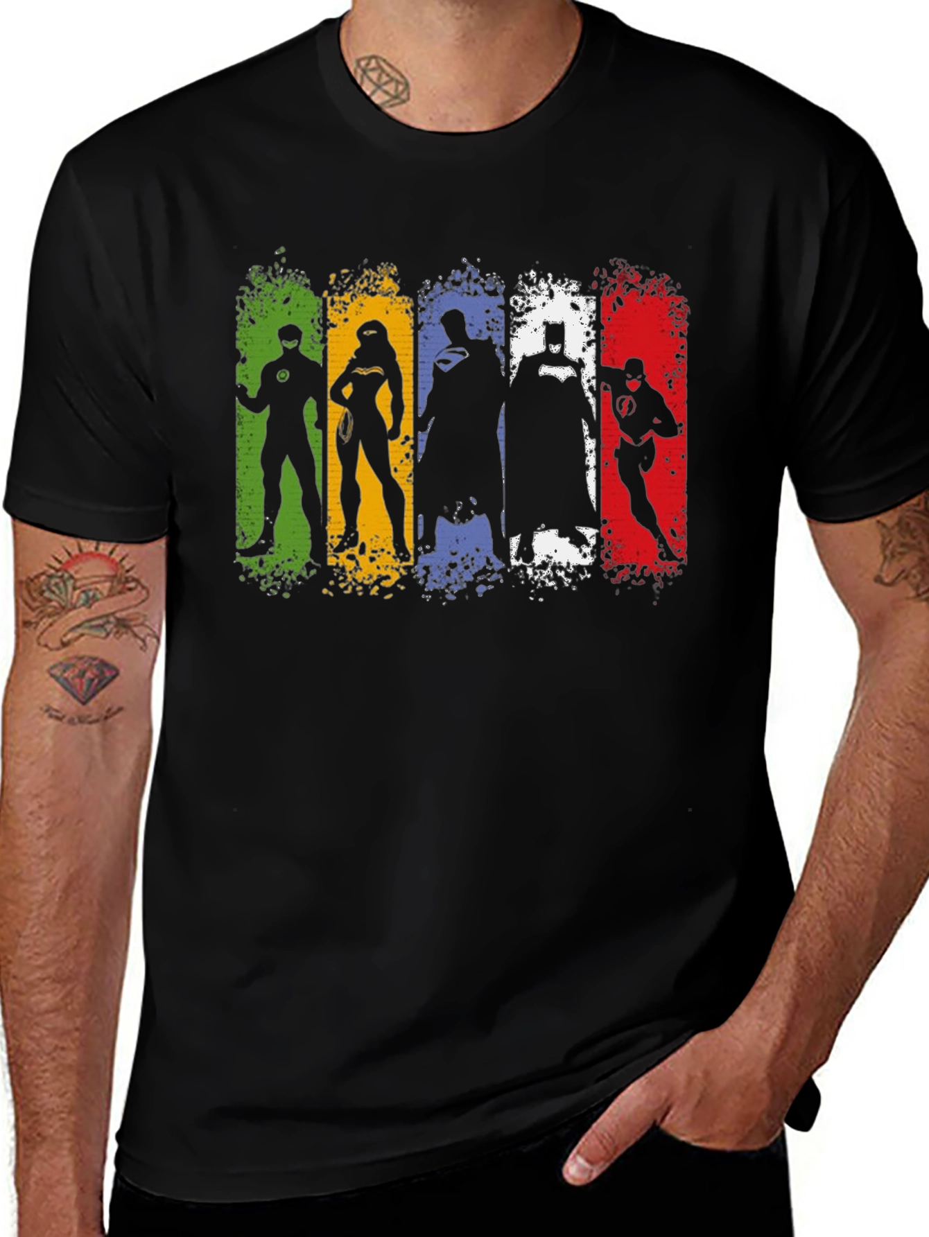 Justice League T-Shirt: Superhero Silhouette Design