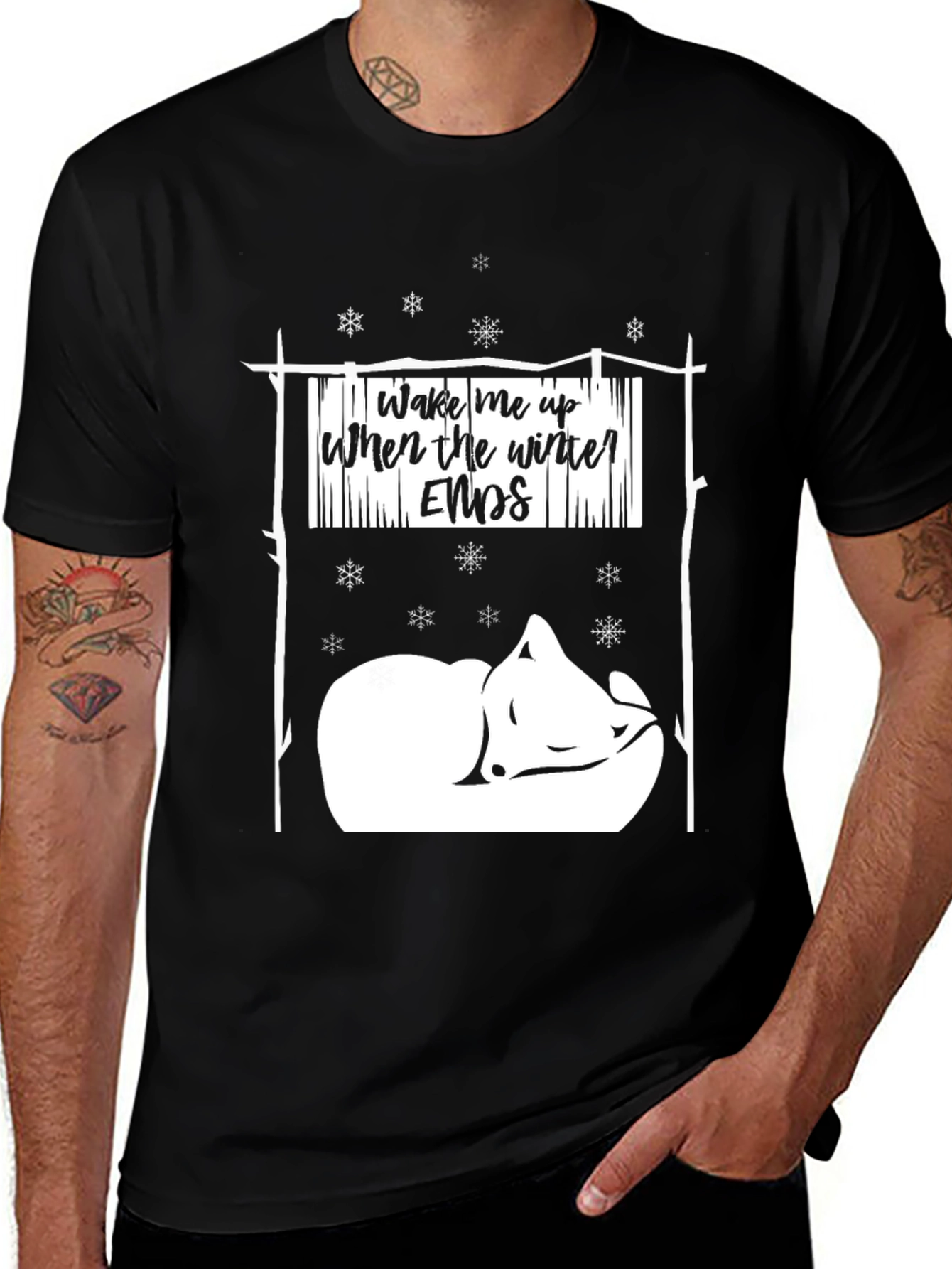 Variant 24 of Winter Fox Graphic T-Shirt - Wake Me When Winter Ends