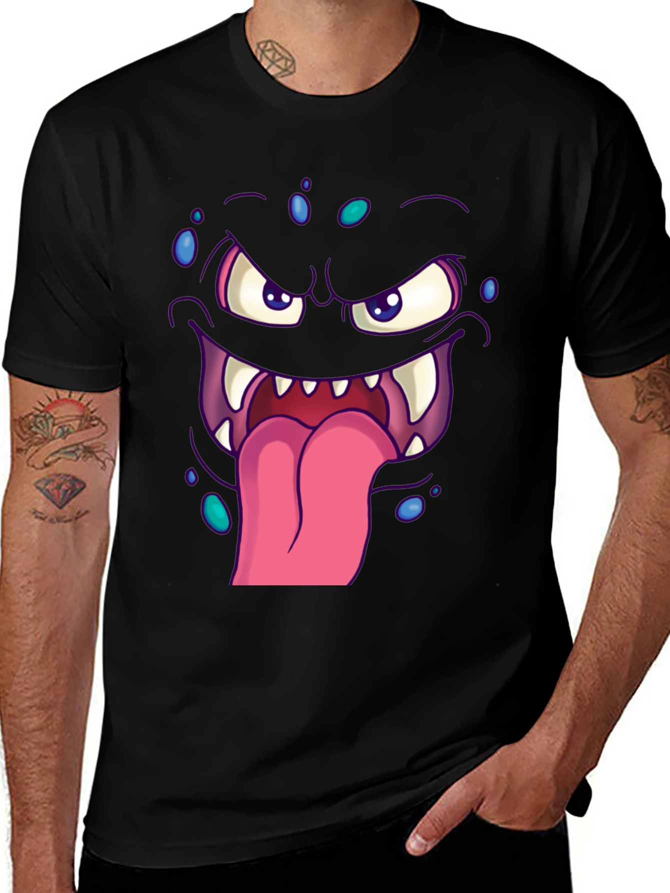 Variant 14 of Monster Face Graphic Tee - Spooky Fun!