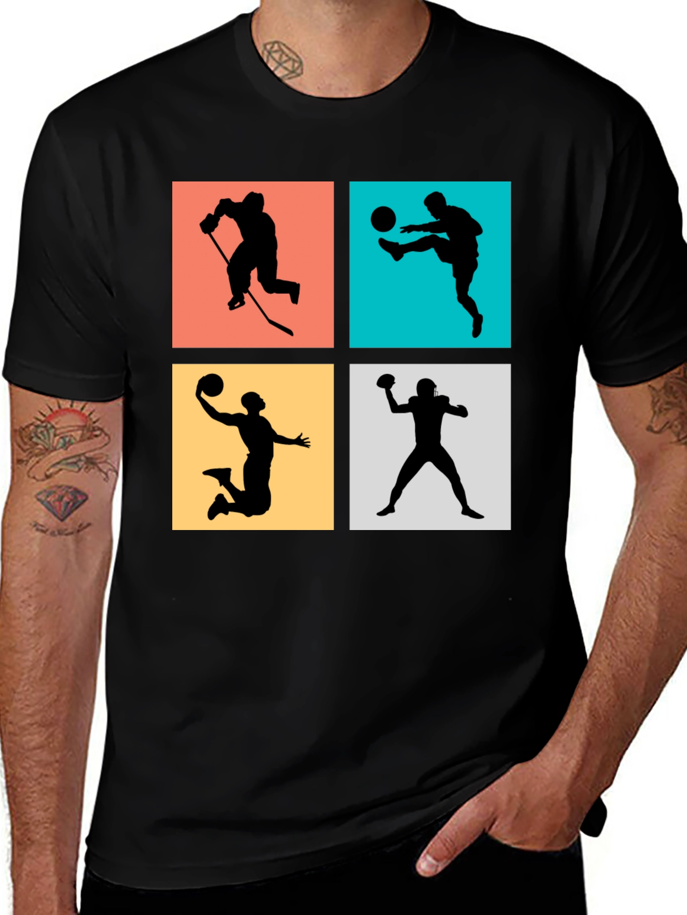Variant 18 of Sports Silhouettes Black Graphic Tee