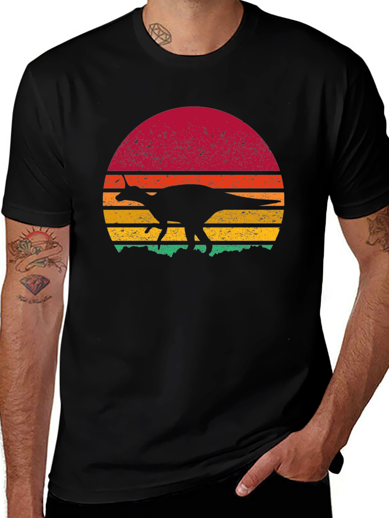 Variant 22 of Retro Dinosaur Sunset T-Shirt