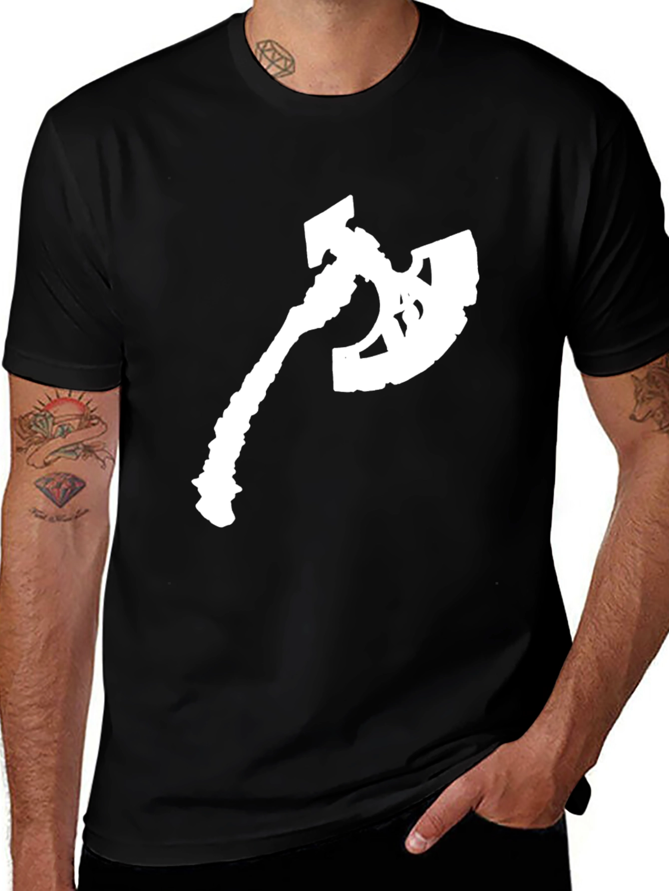 Variant 21 of Axe Graphic Tee - Black Cotton Blend