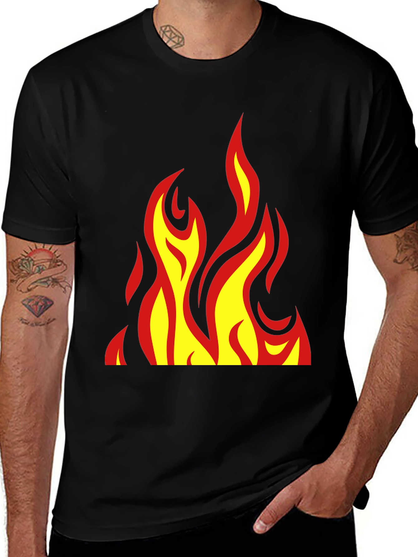 Variant 29 of Black T-Shirt with Flame Graphic