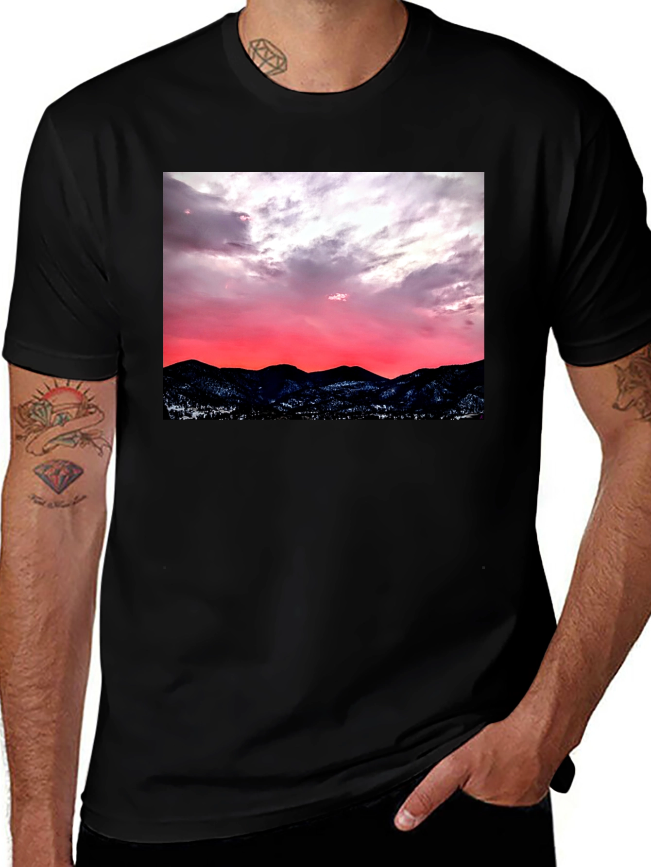 Variant 26 of Sunset Mountain Graphic Tee - Black