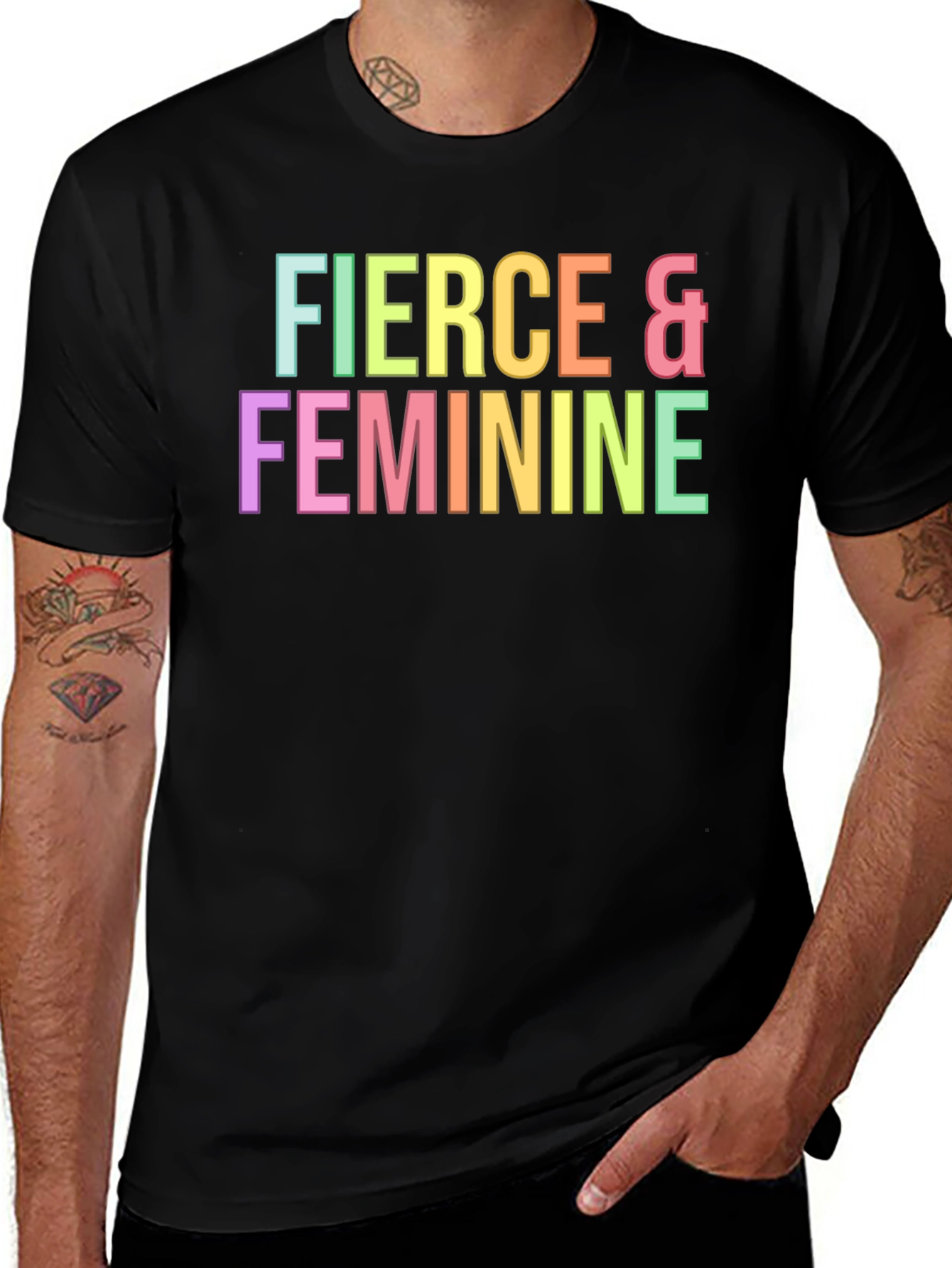 Variant 14 of Fierce & Feminine Graphic Tee - Trendy Black T-Shirt