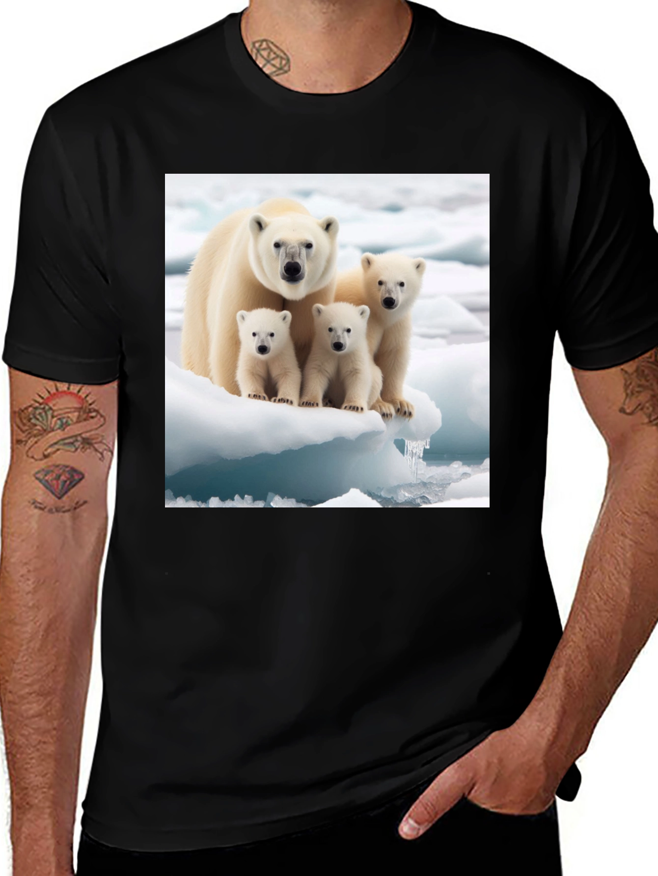 Polar Bear Family T-Shirt - Arctic Wildlife Tee
