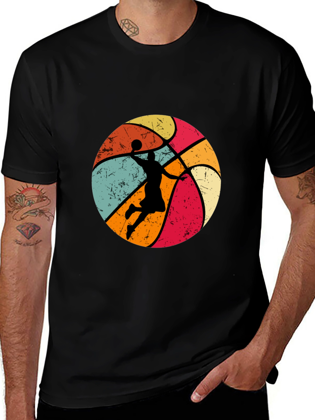 Variant 23 of Retro Basketball Dunk T-Shirt