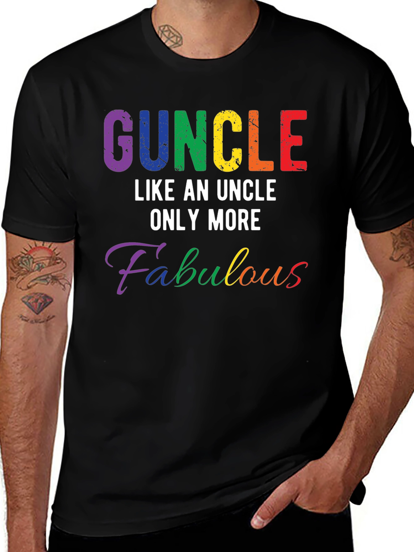 Variant 6 of Guncle Fabulous LGBTQ Pride T-Shirt