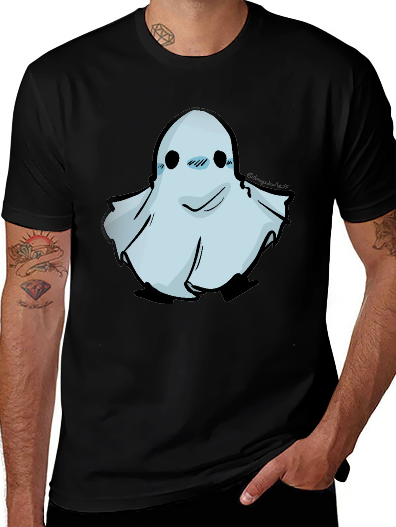 Variant 13 of Cute Ghost Graphic Black T-Shirt