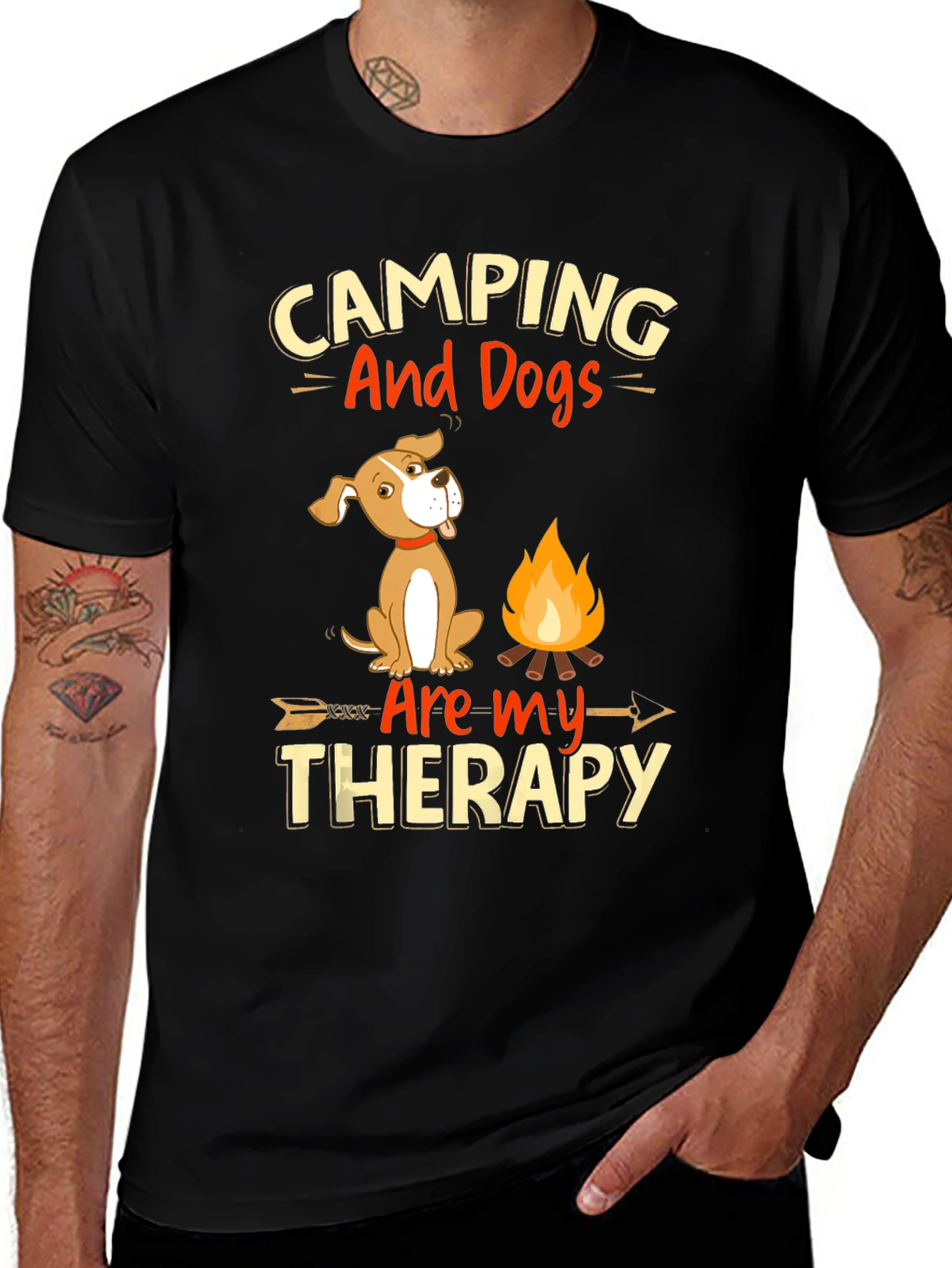 Variant 18 of Camping and Dogs Therapy Graphic Tee