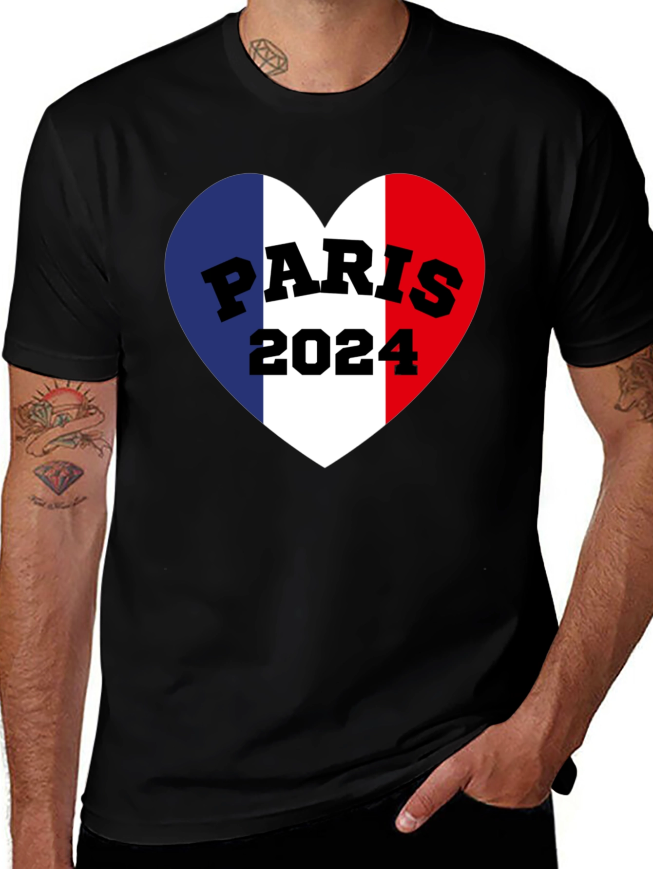 Paris 2024 Olympics France Flag Heart T-Shirt