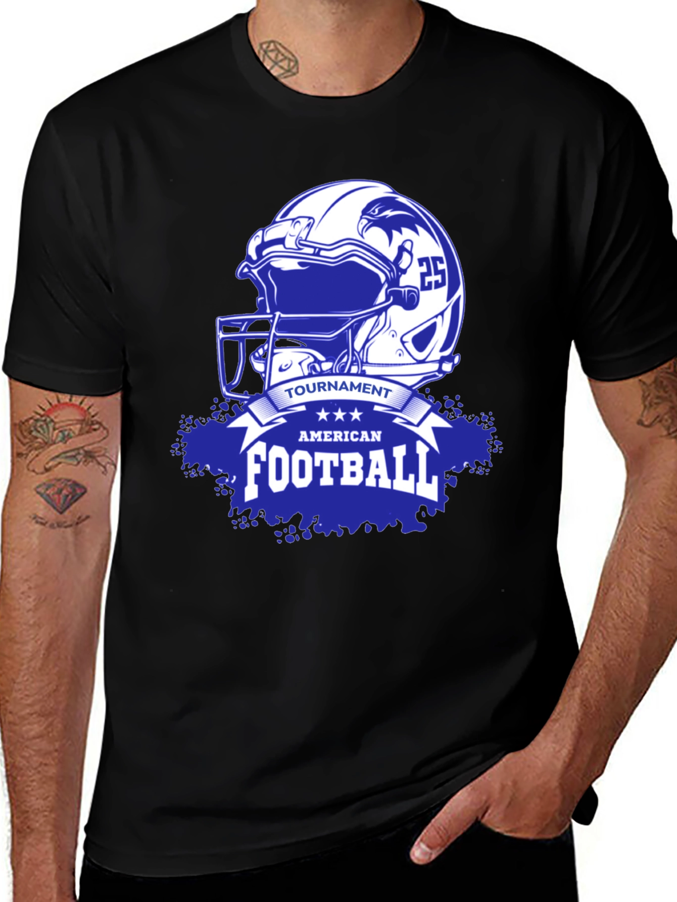 Variant 9 of American Football Tournament Black T-Shirt