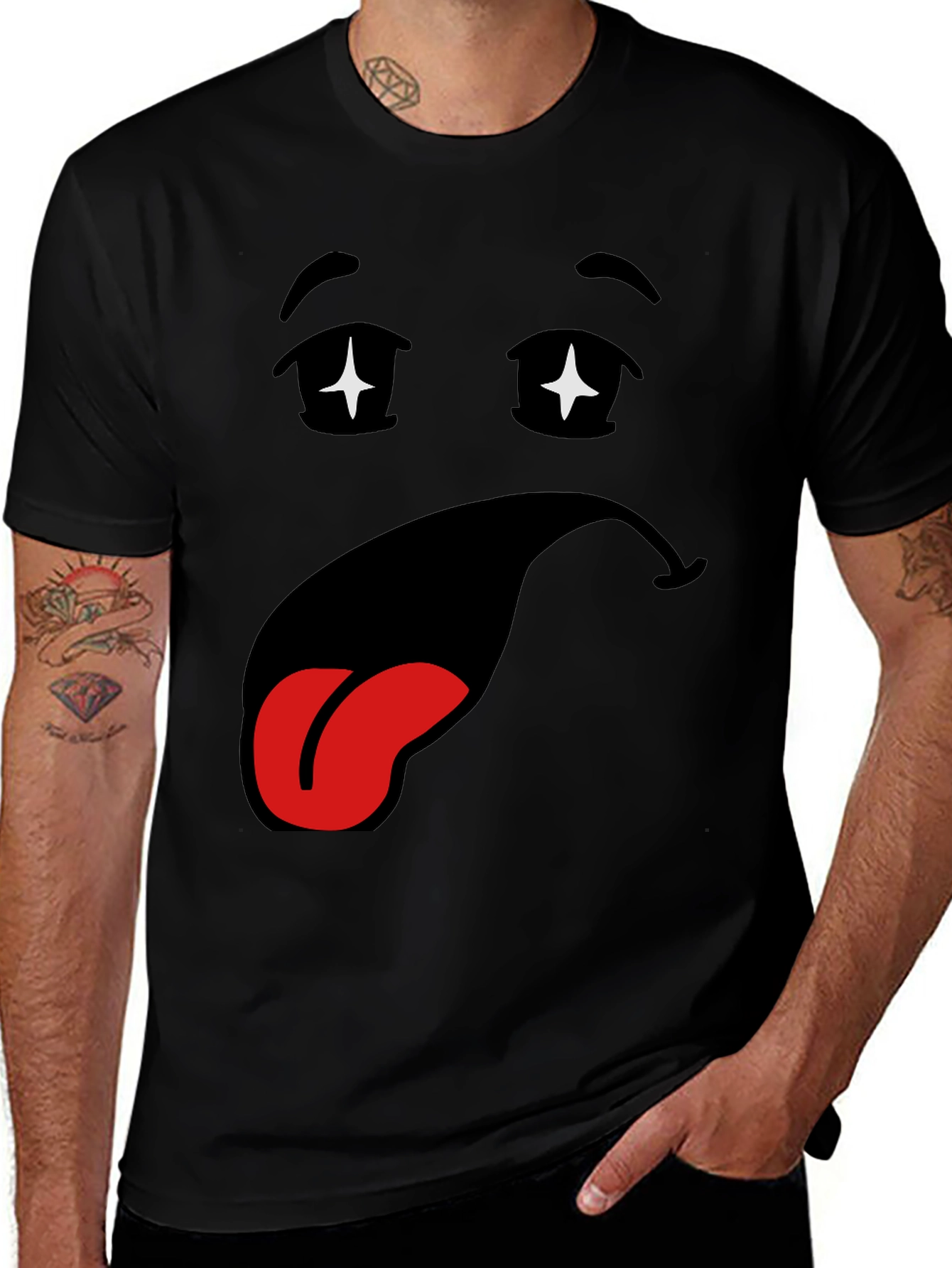 Variant 29 of Funny Cartoon Face Black T-Shirt