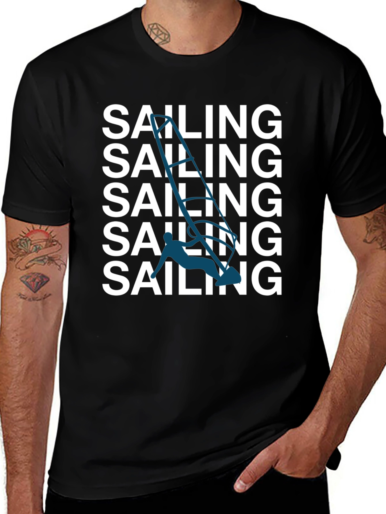 Variant 10 of Sailing Enthusiast Graphic T-Shirt - Black