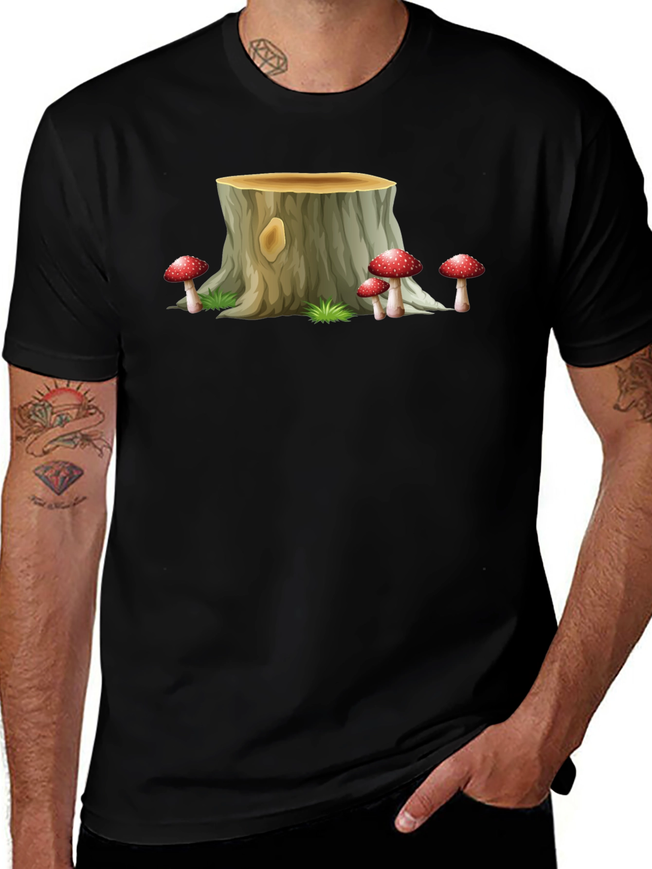 Variant 6 of Mushroom Stump Graphic Tee - Nature Lover Shirt