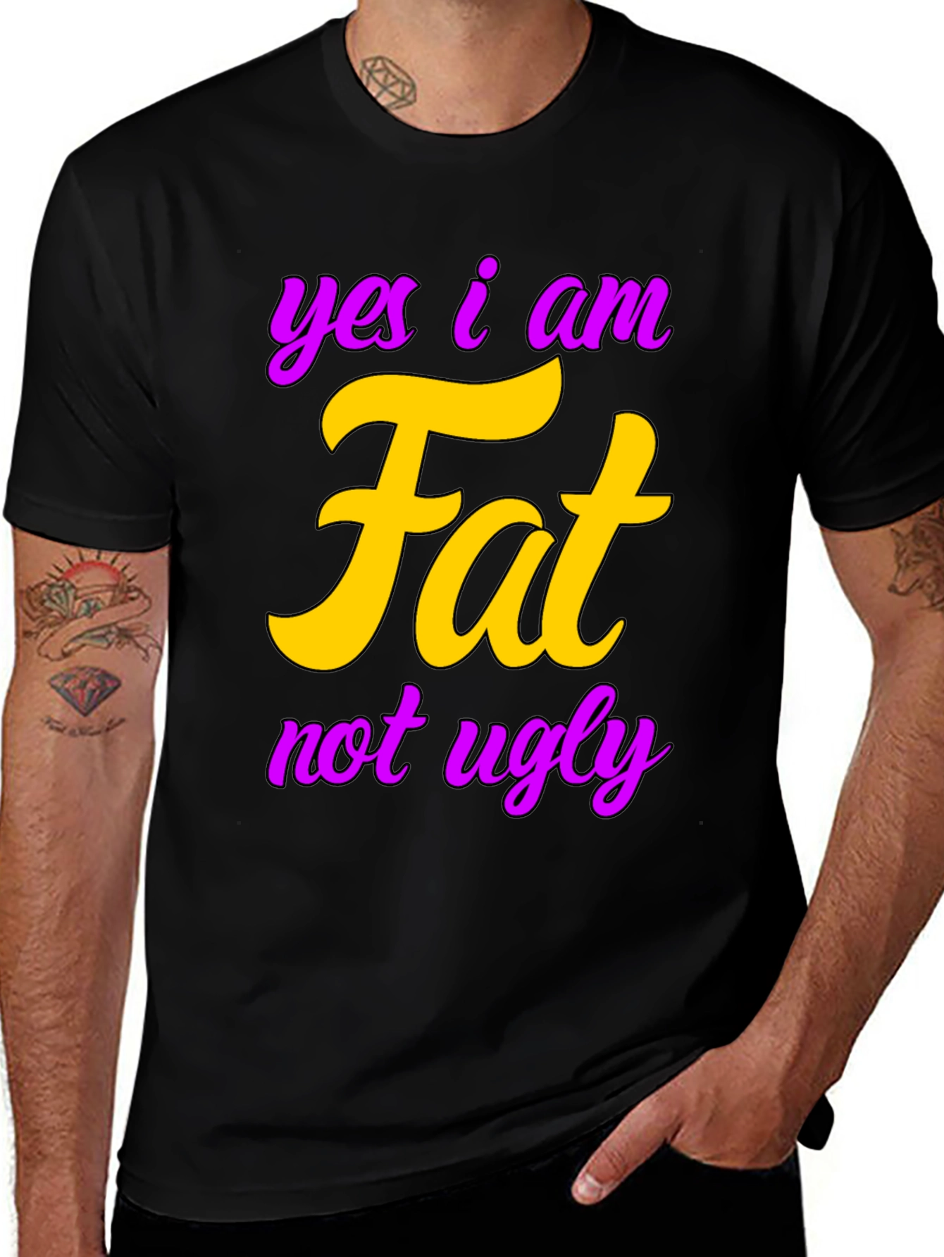 Variant 16 of Funny Men's "Yes I am Fat Not Ugly" Graphic Tee