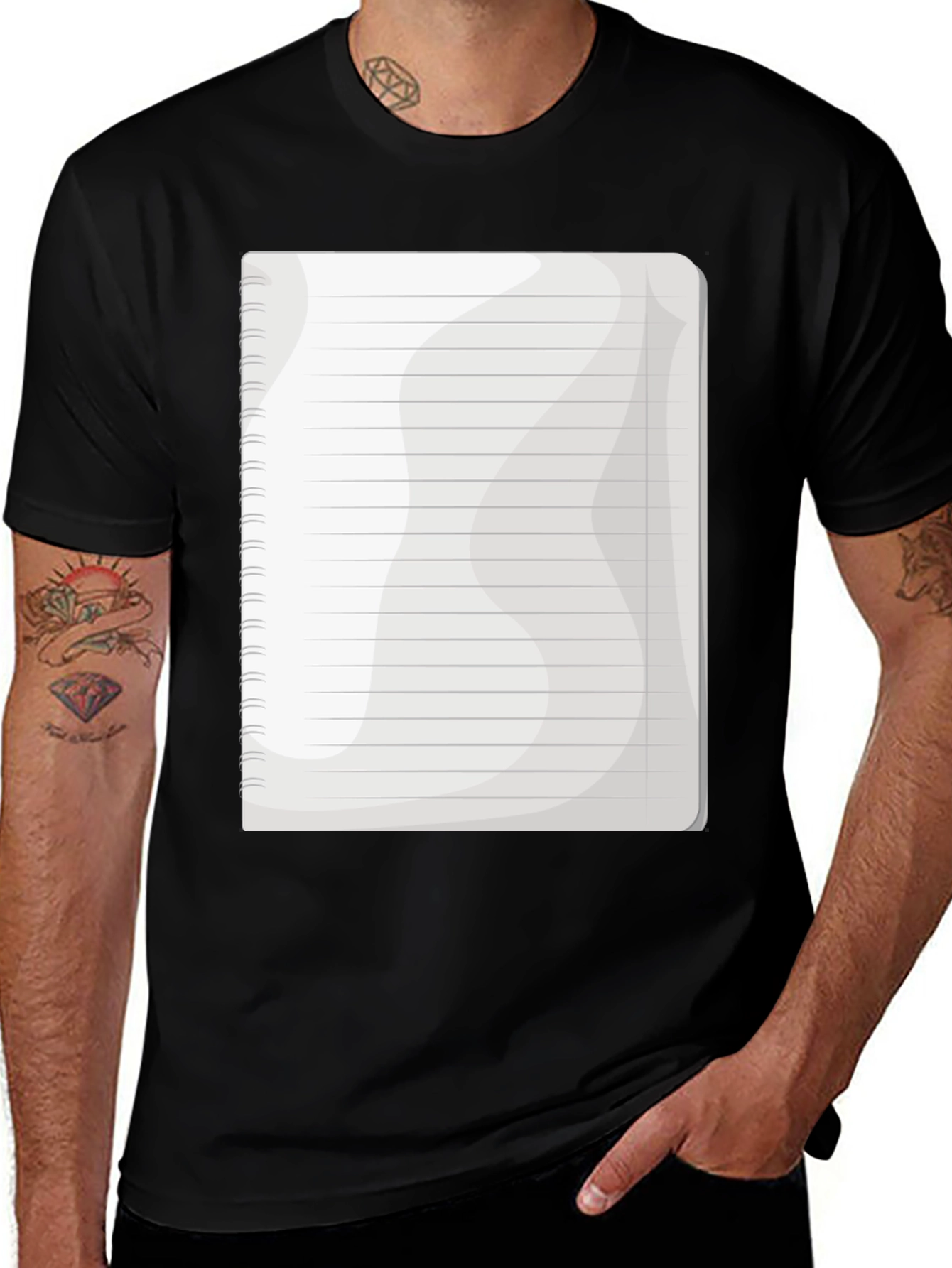 Notebook Graphic Tee - Black Cotton Casual T-Shirt