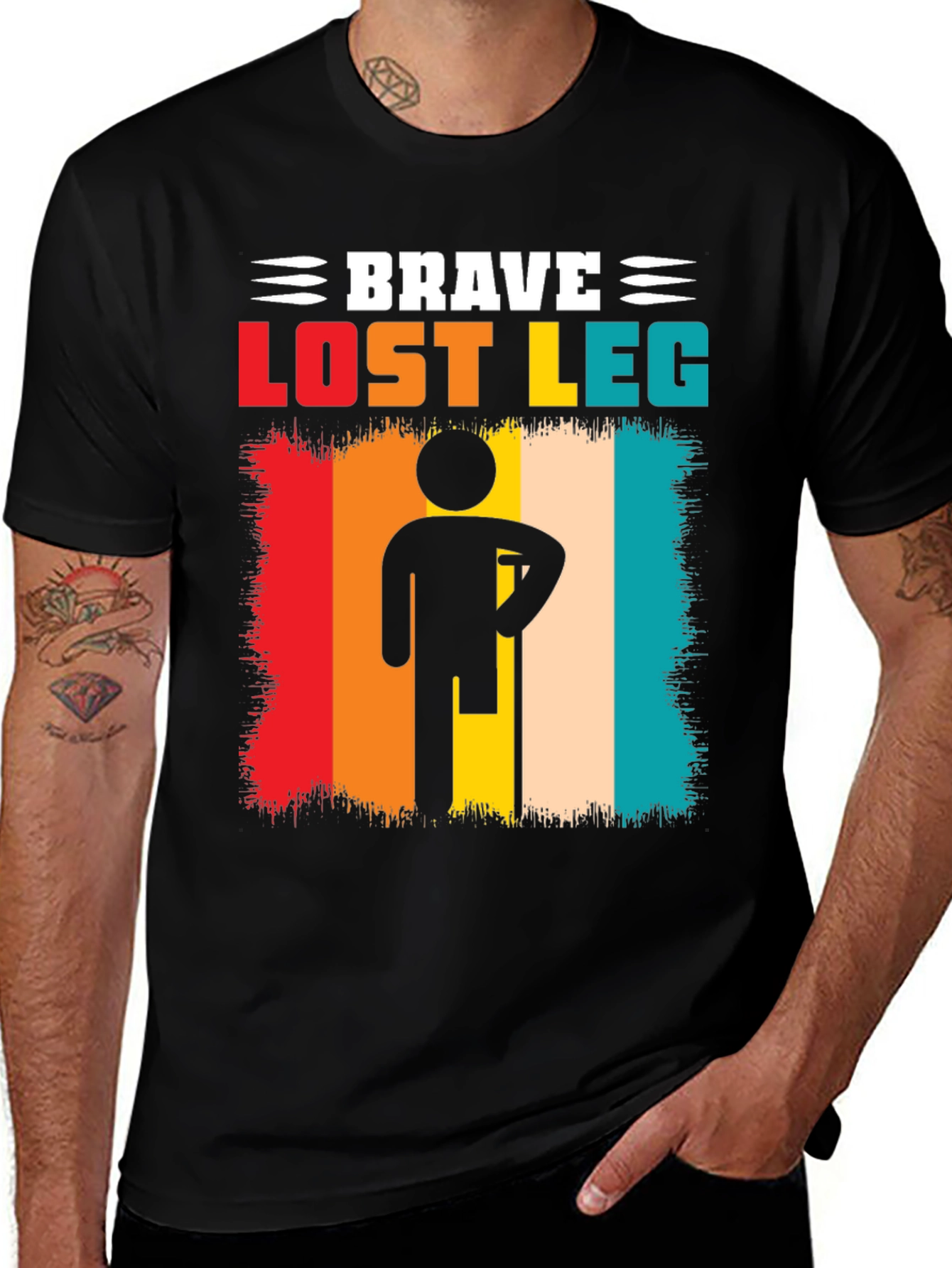 Variant 12 of Brave Lost Leg T-Shirt - Amputee Pride
