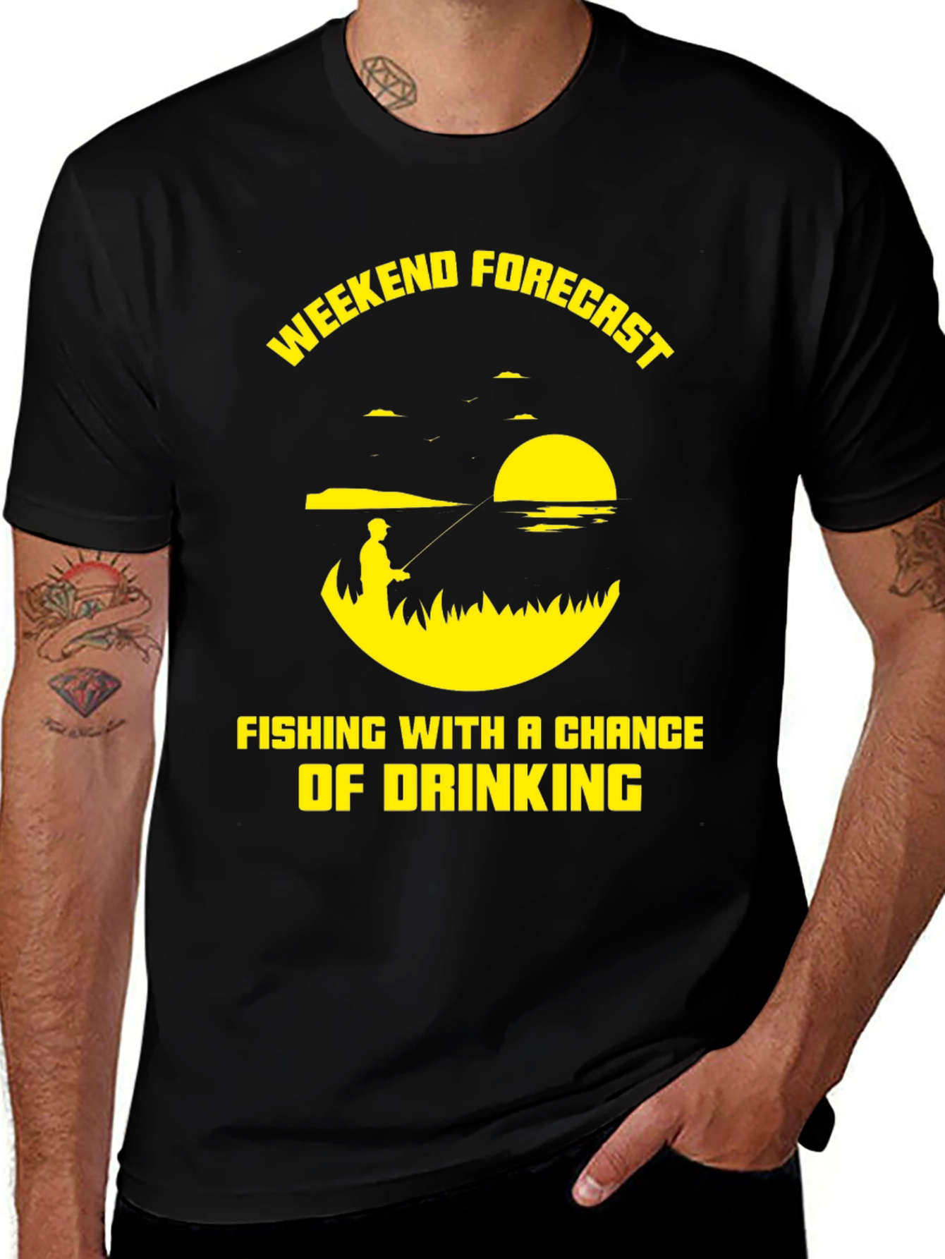 Black Fishing & Drinking Weekend Forecast T-Shirt main image