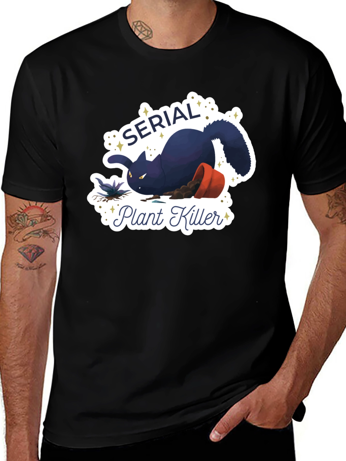 Variant 5 of Serial Plant Killer Cat Graphic T-Shirt
