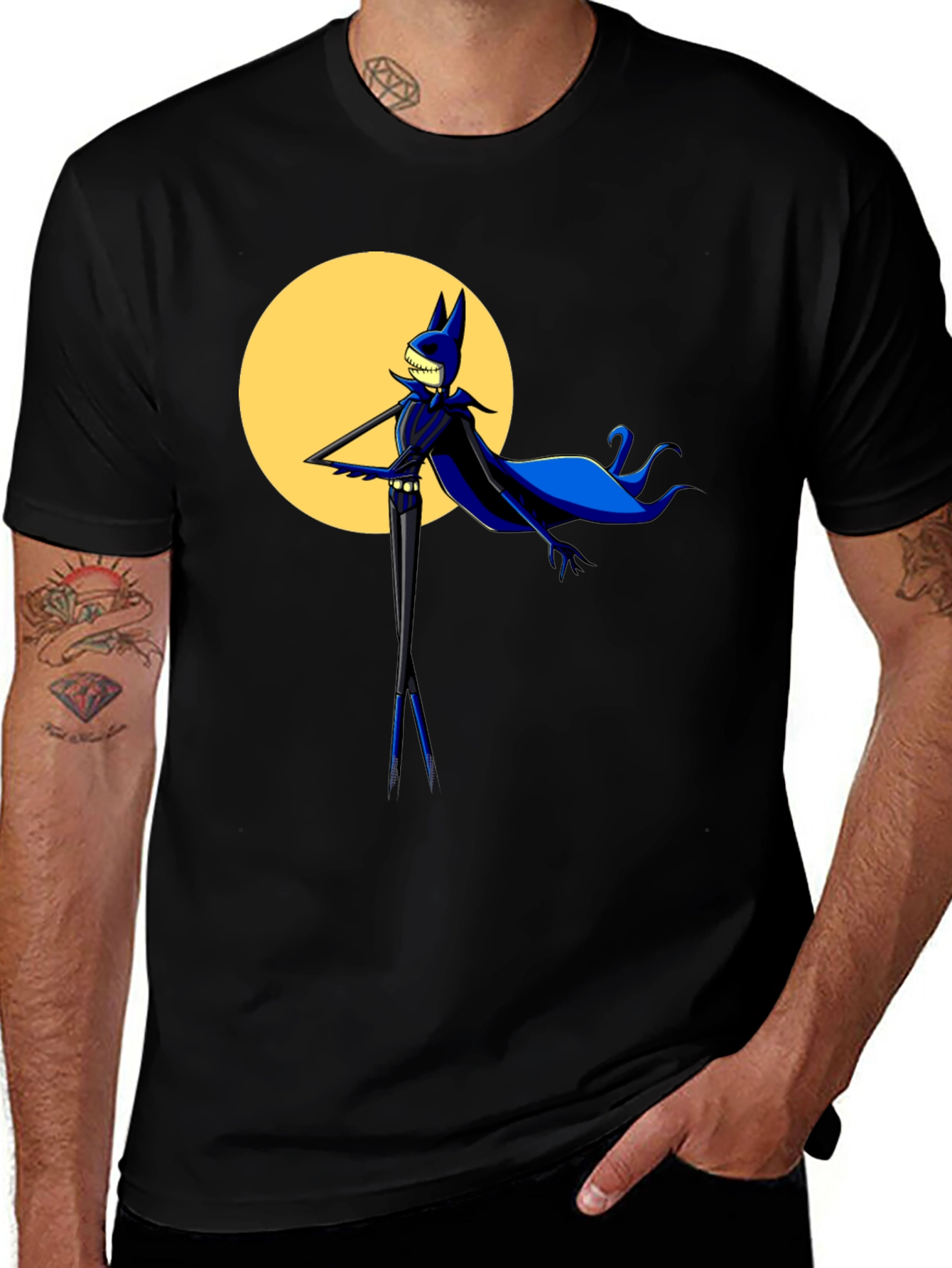 Variant 10 of Jack Skellington Batman Mashup Black T-Shirt