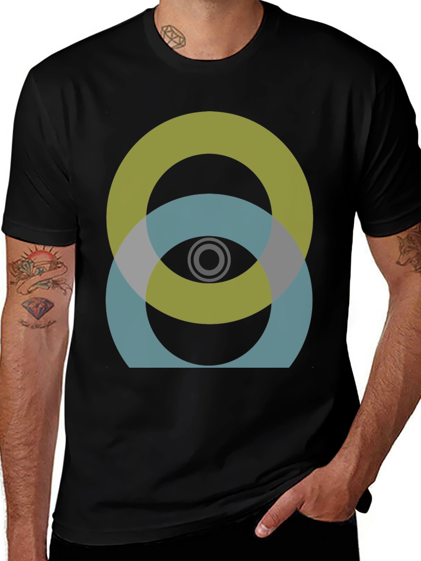 Variant 17 of Abstract Circles Graphic Tee - Modern Design