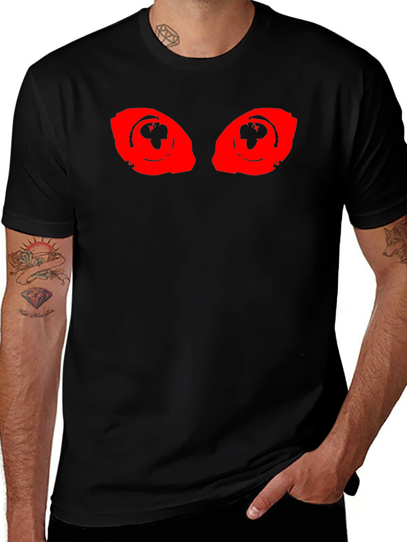 Variant 15 of Men's Black T-Shirt with Red Eye Graphic
