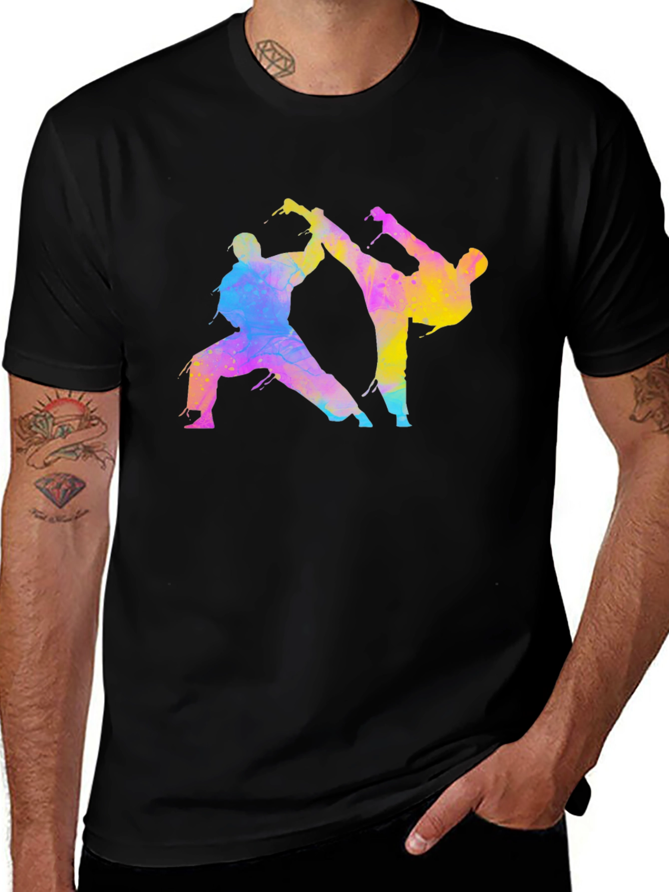 Variant 23 of Karate Fighters Black T-Shirt Martial Arts Tee
