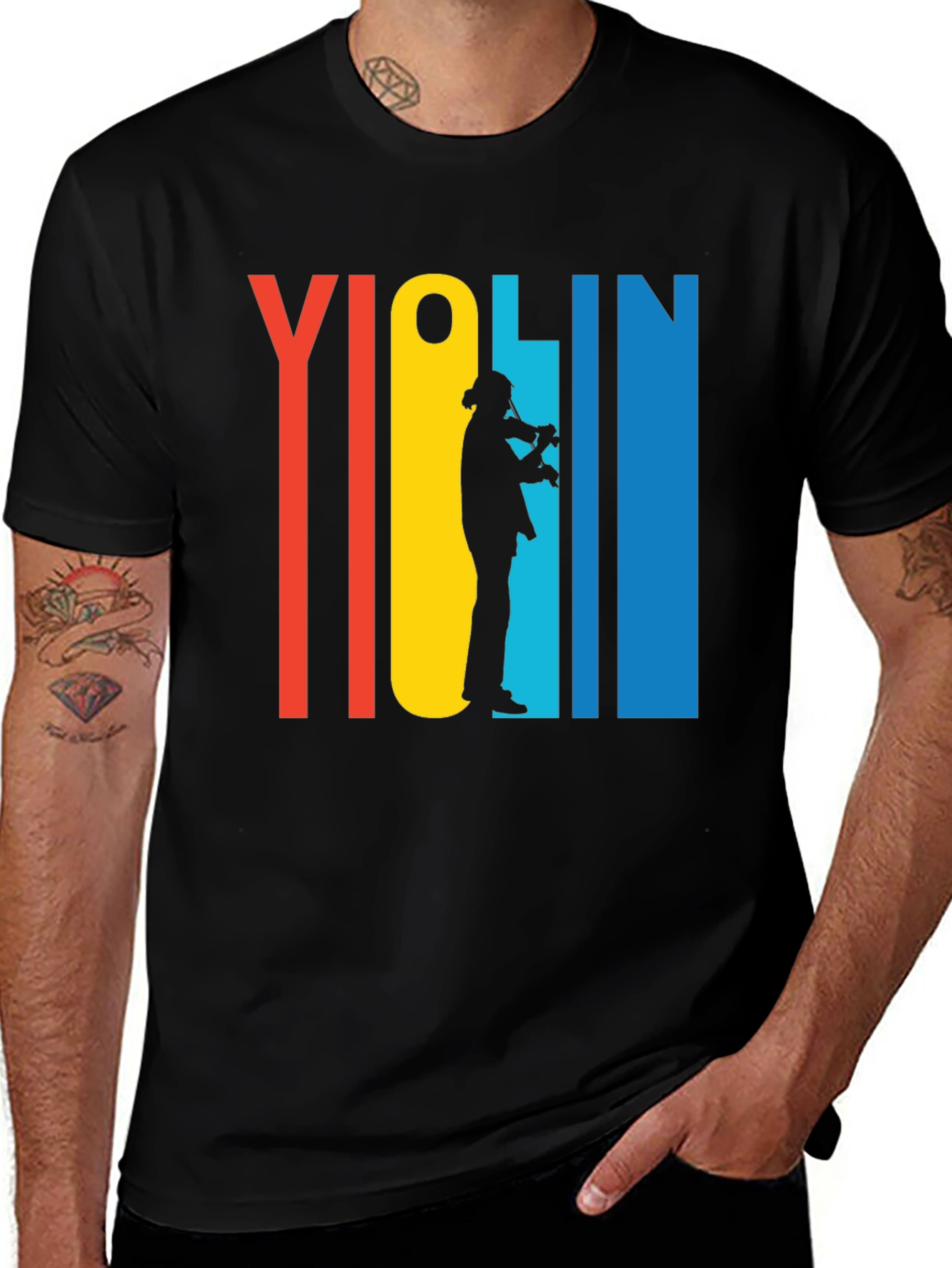 Variant 3 of Violin Player Graphic Tee - Retro Style Music Shirt