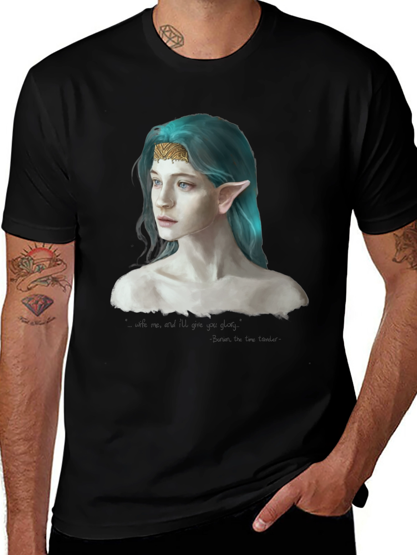 Elf Portrait Black T-Shirt