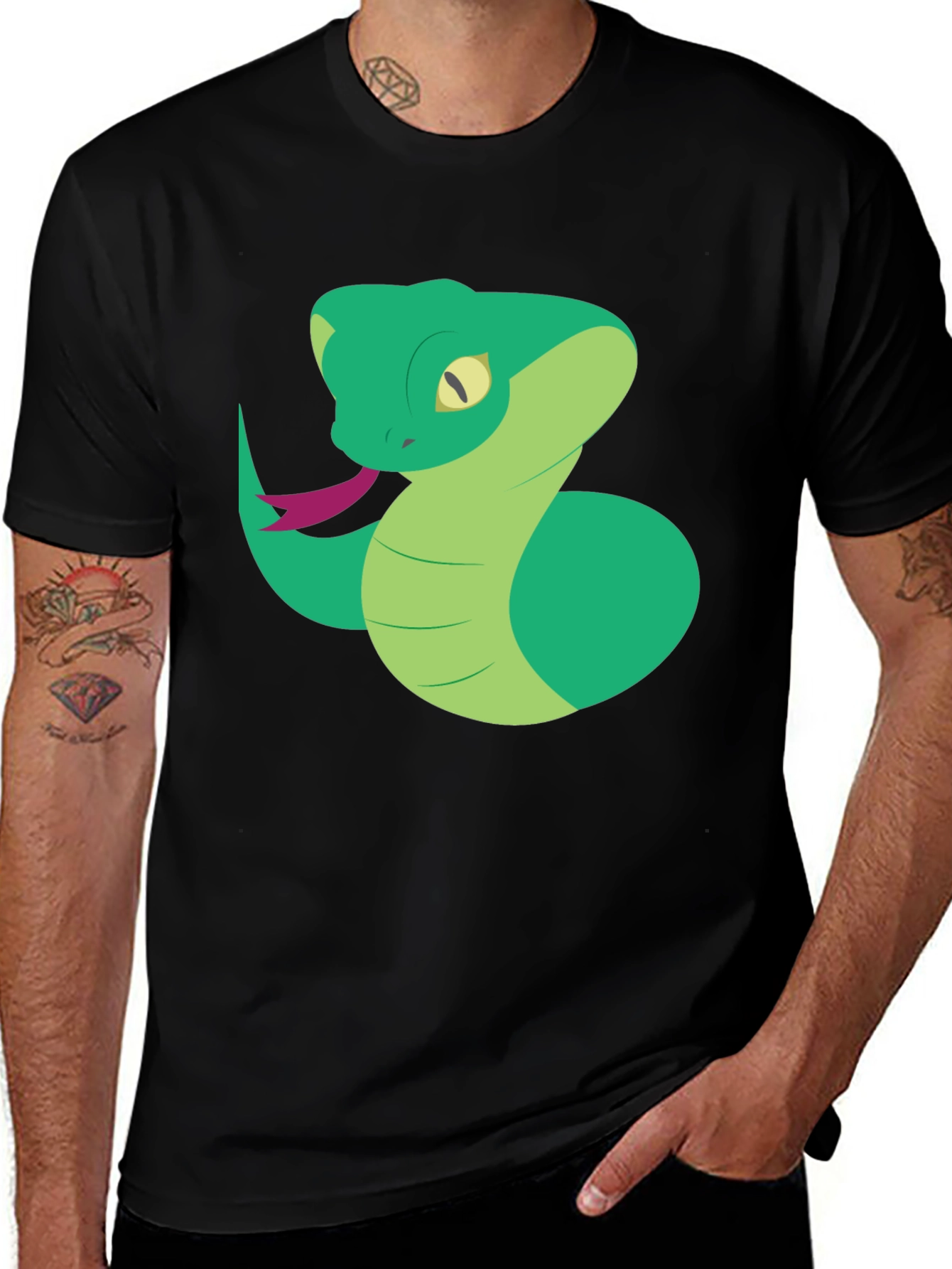 Variant 16 of Snake Graphic T-Shirt - Black Casual Tee