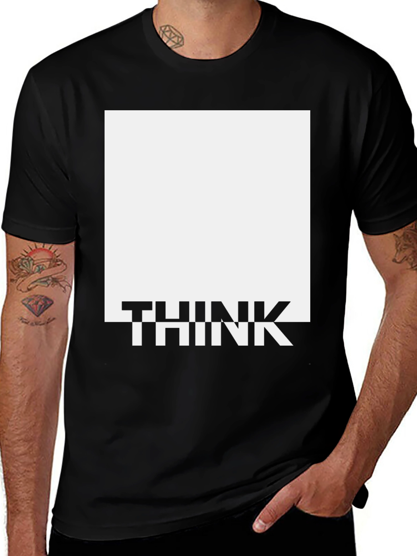 Variant 8 of Think Graphic Tee - Modern Square Design