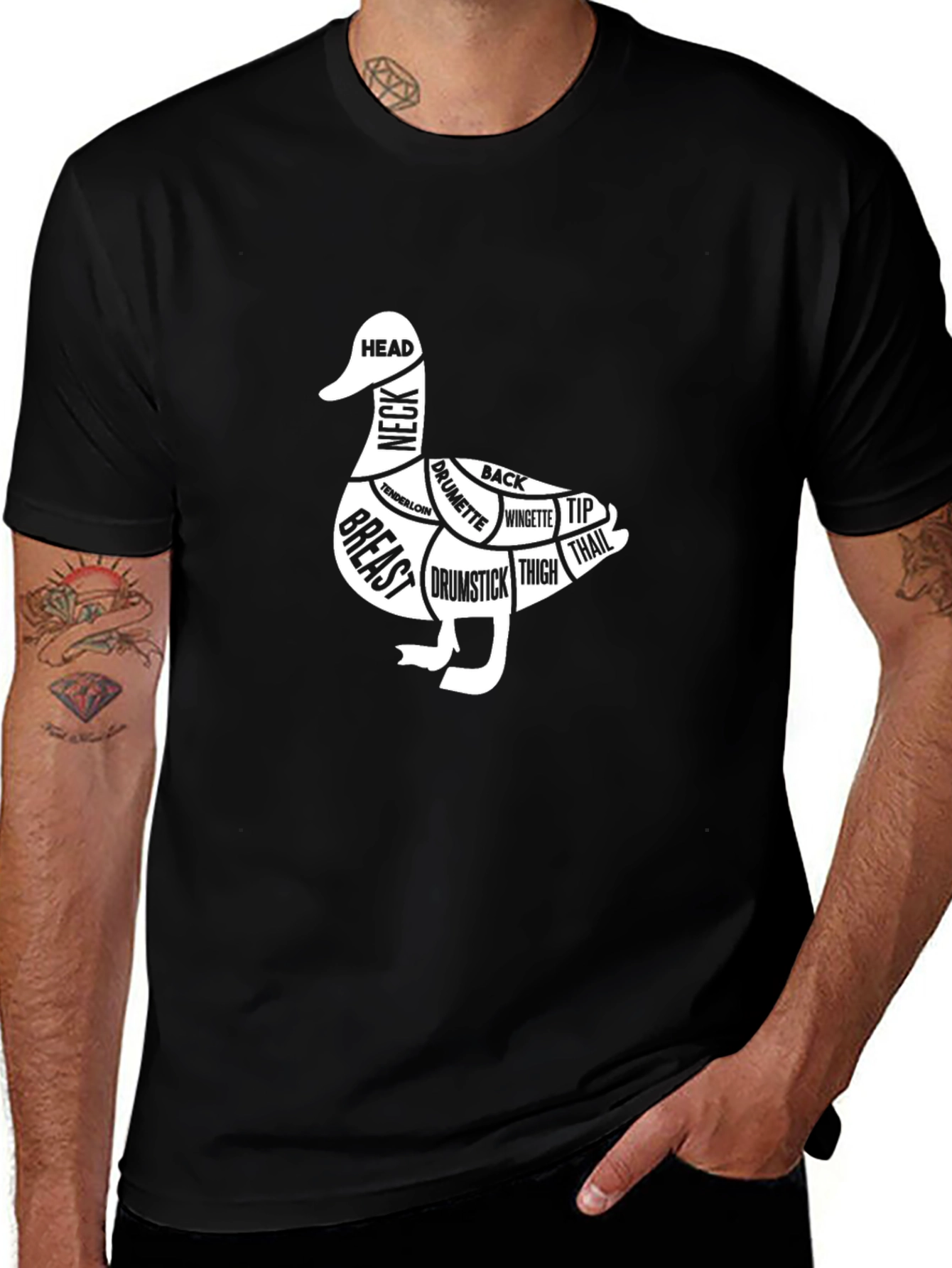Variant 22 of Duck Anatomy Black T-Shirt - Poultry Lover Tee