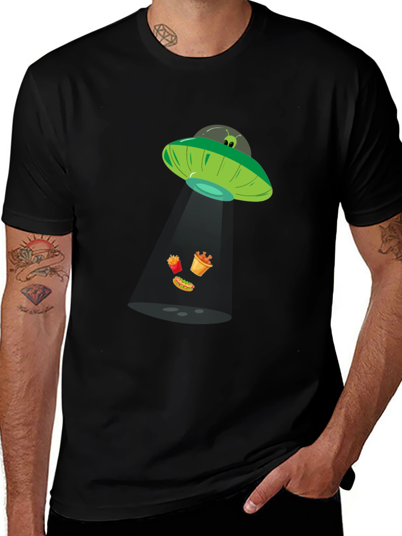 Variant 12 of Alien Abduction Fast Food Graphic Tee