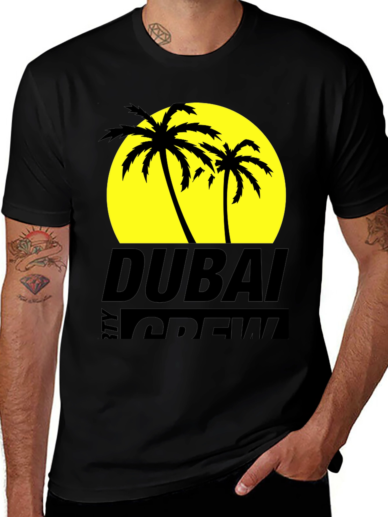 Variant 13 of Dubai Crew Palm Tree Graphic Black T-Shirt