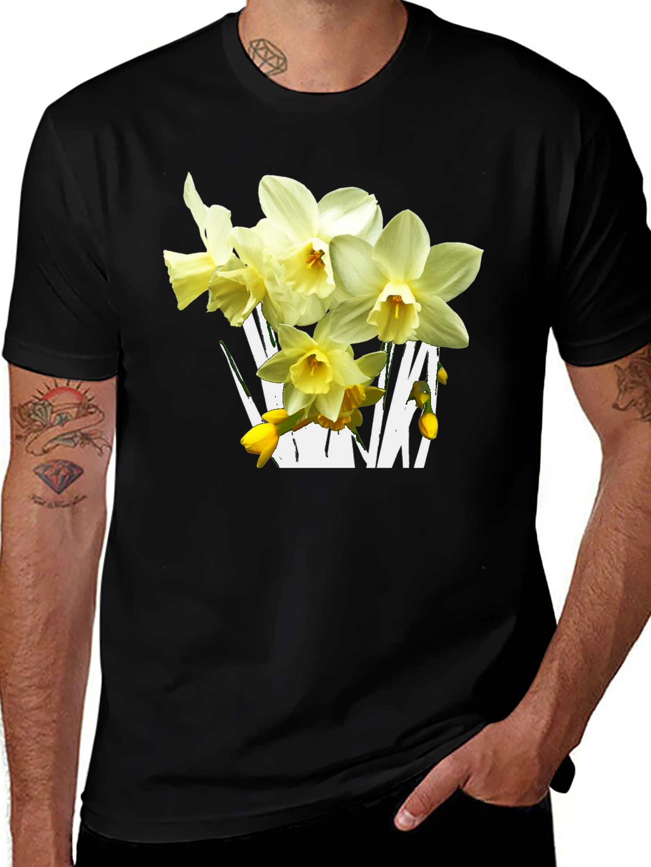 Variant 20 of Floral Graphic T-Shirt - Daffodil Design