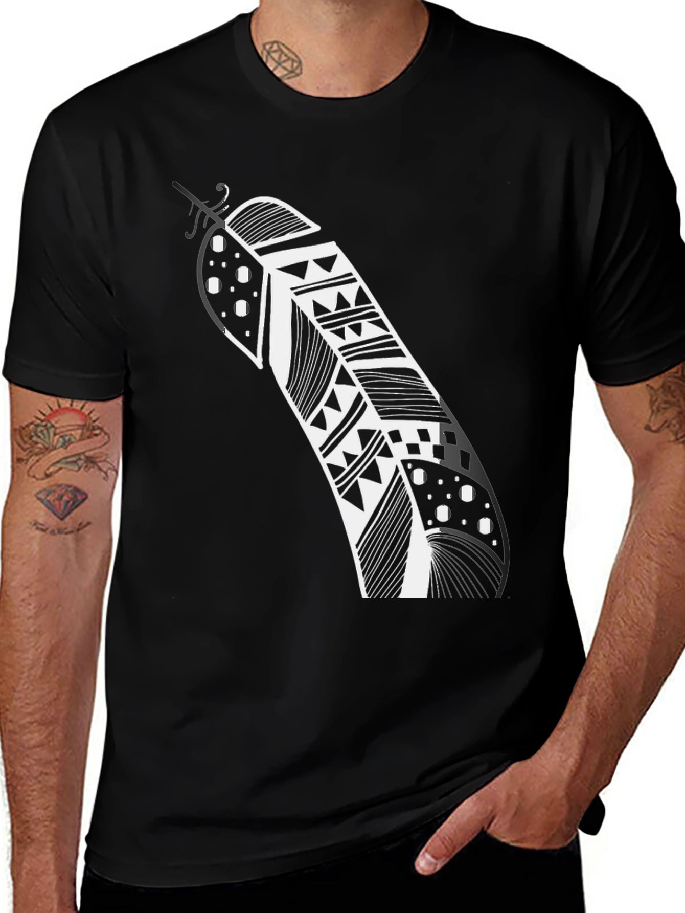 Variant 14 of Feather Graphic Black T-Shirt