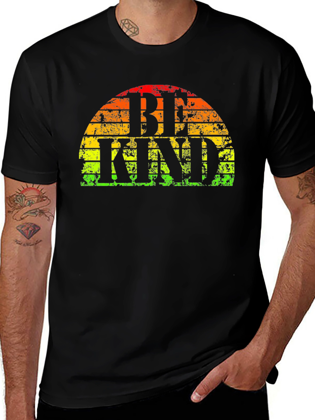 Variant 16 of Be Kind T-Shirt - Retro Rainbow Graphic Tee